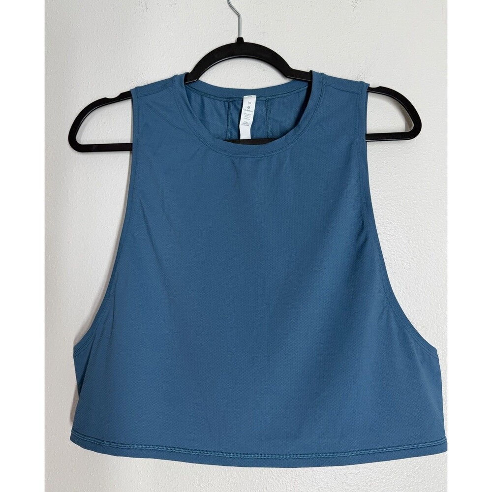 Lululemon Muscle Love Crop Tank Tough Desert Teal Size 10 Training Athletic